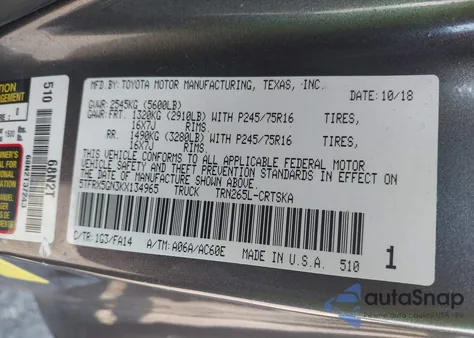 2019 Toyota Tacoma Sr from USA, damaged, VIN 5TFRX5GN3KX134965